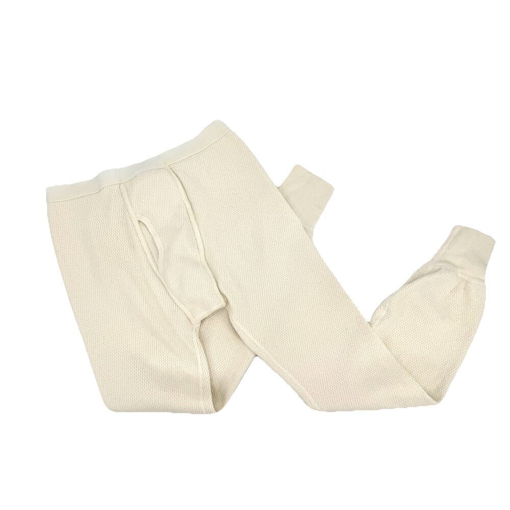 Morgan Long Johns Thermal Pants Drawers Natural Elastic Waist Large 38-40 Cotton